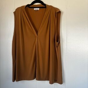 Calvin Klein Women's Sleeveless V-Neck Tunic in Camel/warm brown tone. Size 3X
